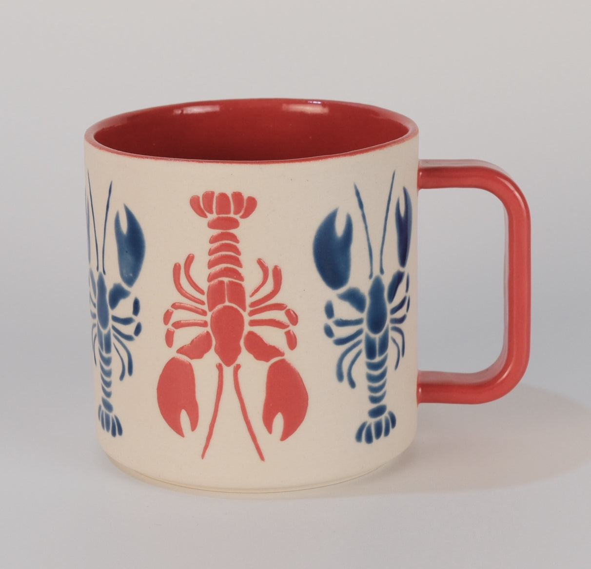 red lobster, blue lobster mug